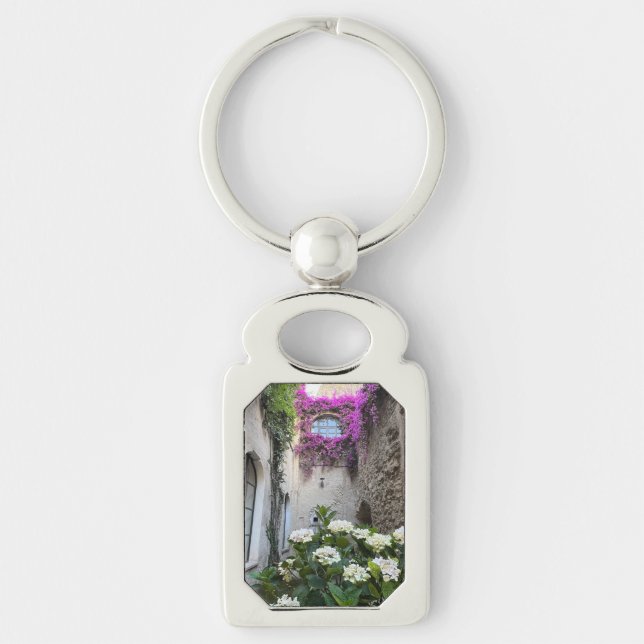 key chain  rektangulärt silverfärgad nyckelring (Framsidan)