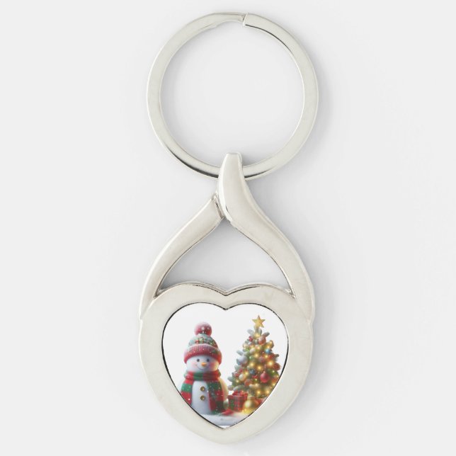 Key holder  twisted heart silverfärgad nyckelring (Framsidan)