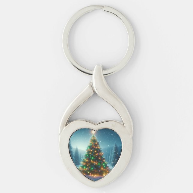 Key holder twisted heart silverfärgad nyckelring (Framsidan)