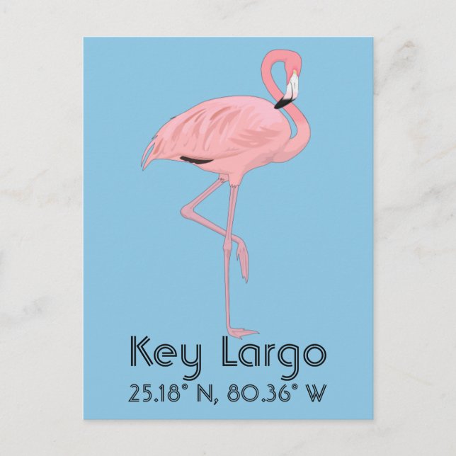 Key Largo FL Keys Flamingo Latitud Longitud Vykort (Framsida)