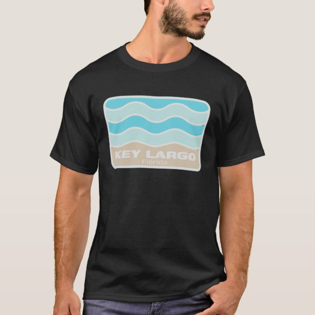 Key Largo Florida Retro FL Vågor Beach Souvenir T Shirt (Framsida)