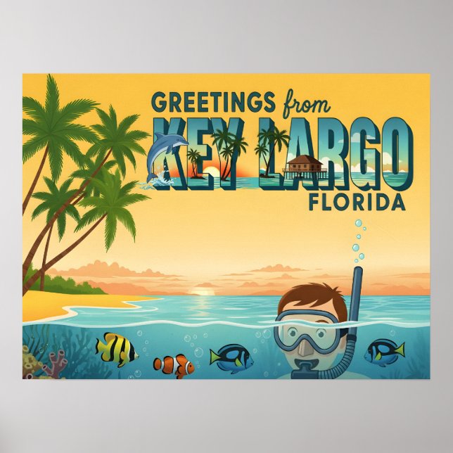 Key Largo Florida – Tropisk Semester Poster (Framsidan)
