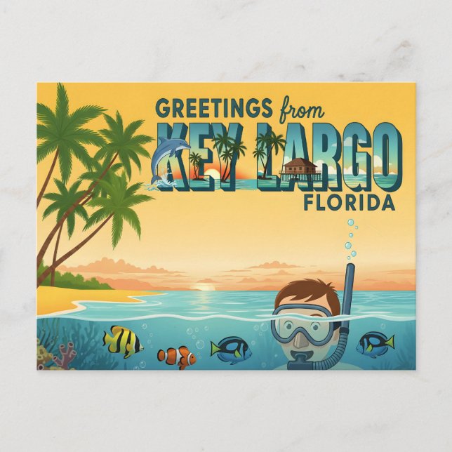 Key Largo Florida – Tropisk Semester Vykort (Framsida)
