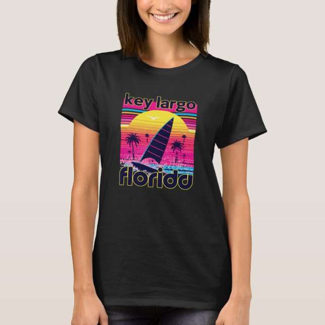 Key Largo Retro 80s Style Souvenir Beach T Shirt (Framsida)