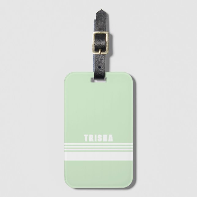Key Lime Grön modern preppy klassiska ränder Bagagebricka (Framsida vertikal)