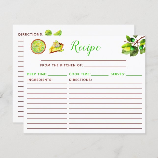 Key Lime Pie Recipe (Fram/baksida)