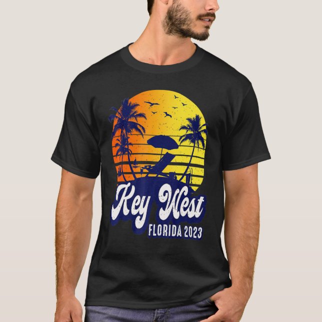 Key West 2023 Florida Sunset Beach Retro T Shirt (Framsida)
