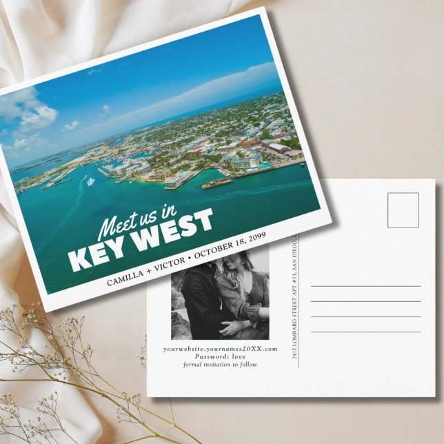Key West Bröllop Flygbild Spara Datum Postkort Vykort (Key West Wedding Save the Date Postcard
)