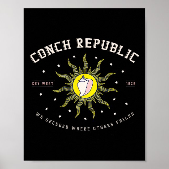 Key West Conch Republic Florida Scuby Fiskepresent Poster (Framsidan)