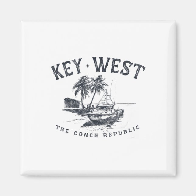 Key West Fiske Båt Conch Republic Tackle Present  Magnet (Framsidan)