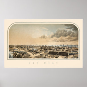 Key West FL panorama- karta 1855 Poster