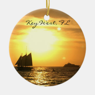 Key West FL-segelbåtsolnedgång Julgransprydnad Keramik