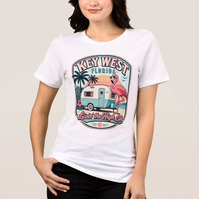 Key West Flamingo Husbil Florida Keys T Shirt (Framsida)