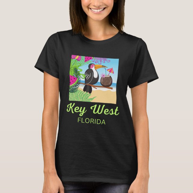 Key West Florida Beach Vacation Toucan Trip Matchi T Shirt (Framsida)