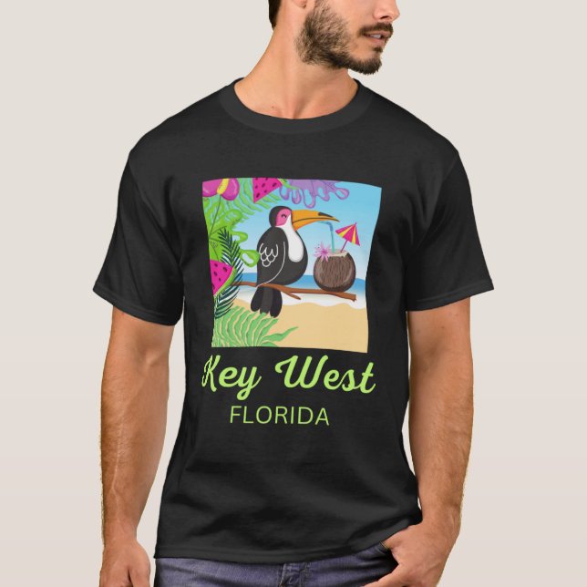 Key West Florida Beach Vacation Toucan Trip Matchi T Shirt (Framsida)