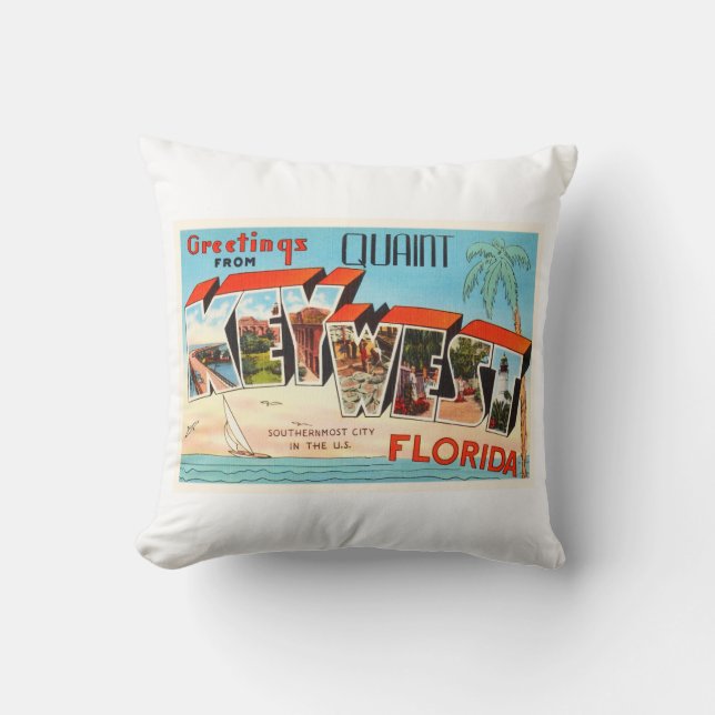 Key West Florida FL Gammalt Resminne Kudde (Framsida)