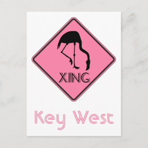 Key West Florida Flamingo Crossing Skylt Vykort