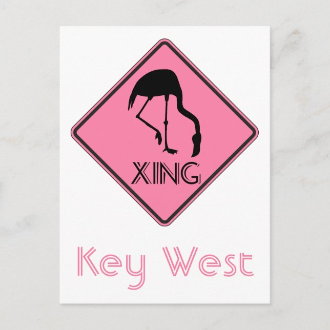 Key West Florida Flamingo Crossing Skylt Vykort (Framsida)