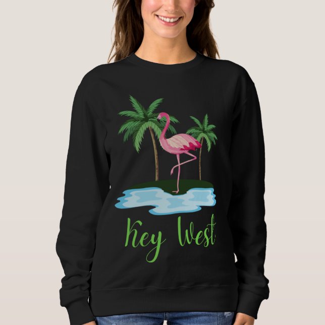 Key West Florida Flamingo Tropical Beach Vacation  T Shirt (Framsida)