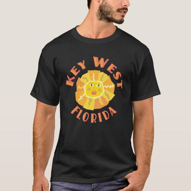 Key West Florida Happy Sun Souvenir T Shirt (Framsida)