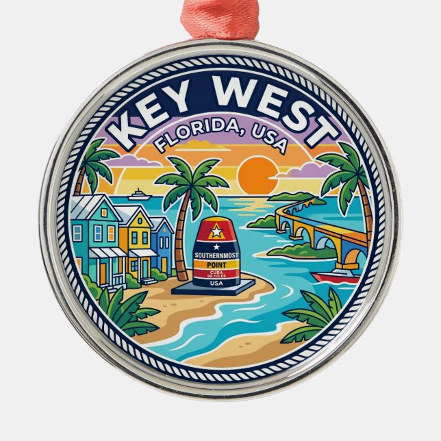 Key West Florida Julgransprydnad Metall (Framsidan)