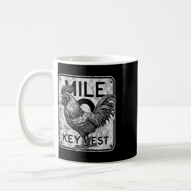 Key West Florida Kyckling Retro Mile 0 Tupp Dist Kaffemugg (Vänster)