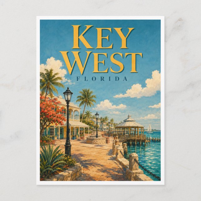 Key West Florida Mallory Square GeoSaga Vykort (Framsida)