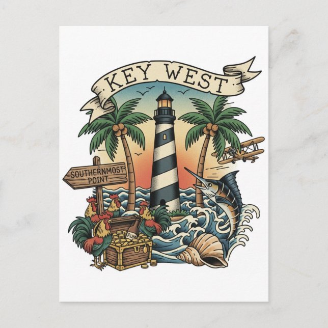Key West Florida Resa Vykort (Framsida)