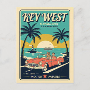 Key West, Florida Retro 1950-talets resestil Vykort