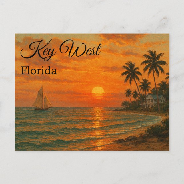 Key West, Florida Retro Travel Tourism Vykort (Framsida)