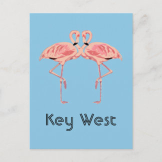 Key West Florida Rosa Flamingo Par Vykort