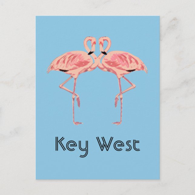 Key West Florida Rosa Flamingo Par Vykort (Framsida)