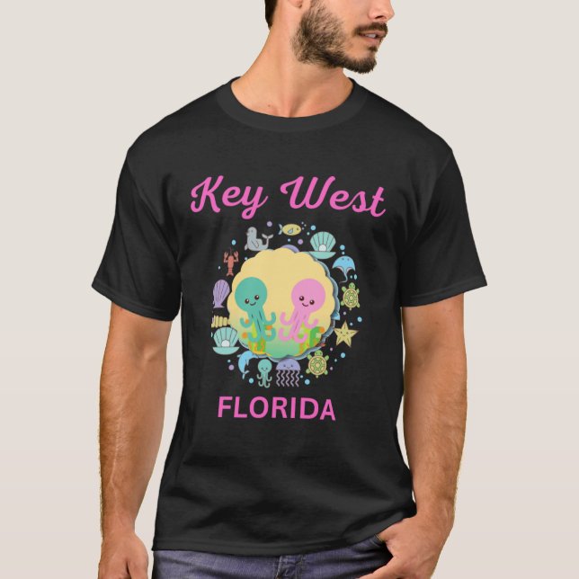 Key West Florida Sea Animals T Shirt (Framsida)