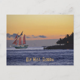 Key West Florida Segelbåt Efter Solnedgång Vykort