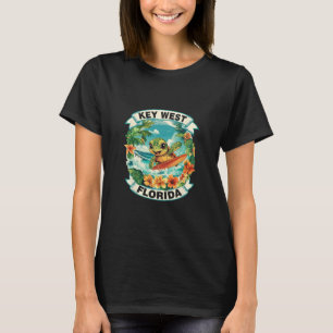 Key West Florida Söt Havssköldpadda Surfing Sommar T Shirt