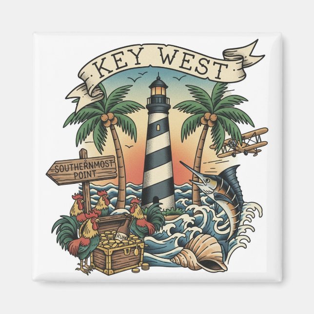 Key West Florida Travel Magnet (Framsidan)
