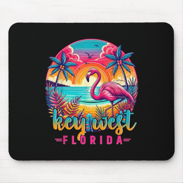 Key West Florida Tröja Flamingo Tropisk Strand Sem Musmatta (Framsidan)