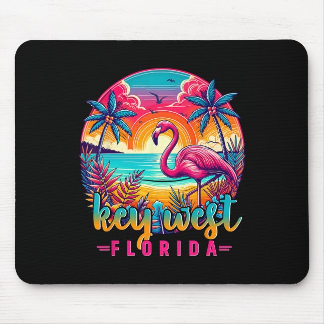 Key West Florida Tröja Flamingo Tropisk Strand Sem Musmatta (Framsidan)