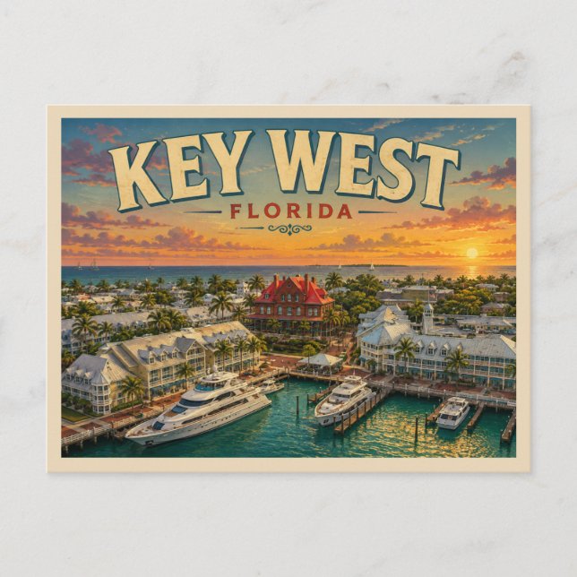 Key West Florida Vintage Resa Vykort (Framsida)