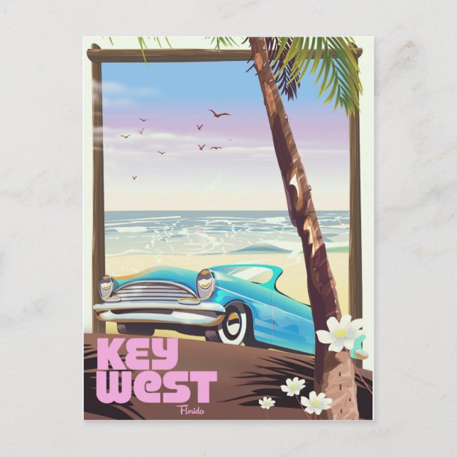 Key West Florida vintage resemål Vykort (Framsida)
