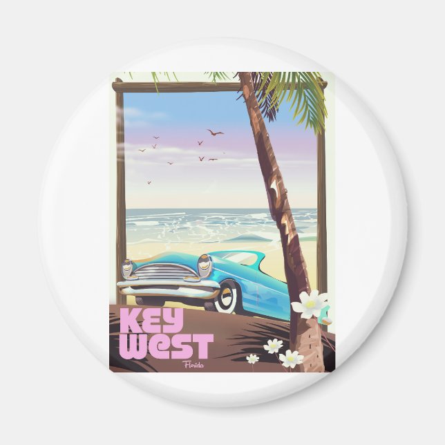 key west florida vintage reseskylt magnet (Framsidan)