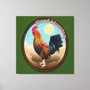Key West - Gypsy Rooster God morgon Vintage Oval Canvastryck