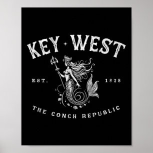 Key West Havsfrun Conch Republiken Vintage Scuby F Poster