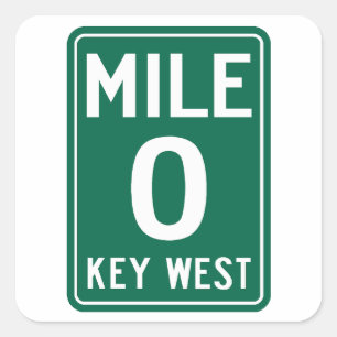 Key West Mile 0, Florida USA Fyrkantigt Klistermärke