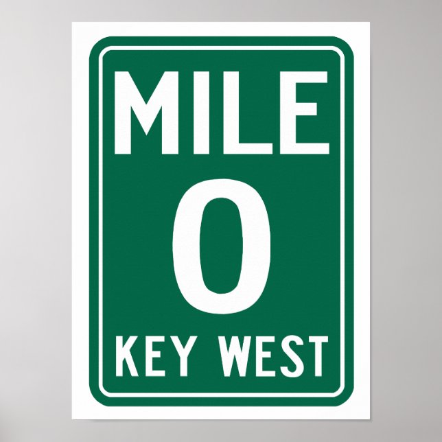 Key West Mile 0, Florida USA Poster (Framsidan)