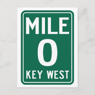 Key West Mile 0, Florida USA Vykort
