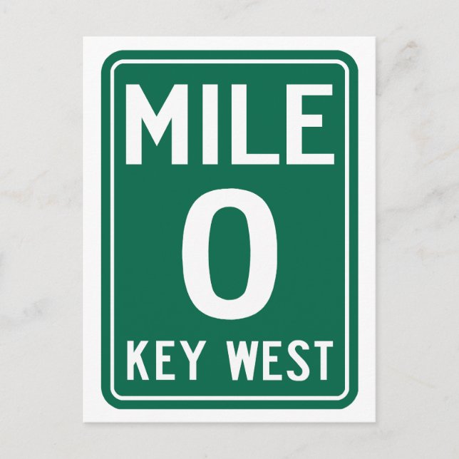 Key West Mile 0, Florida USA Vykort (Framsida)
