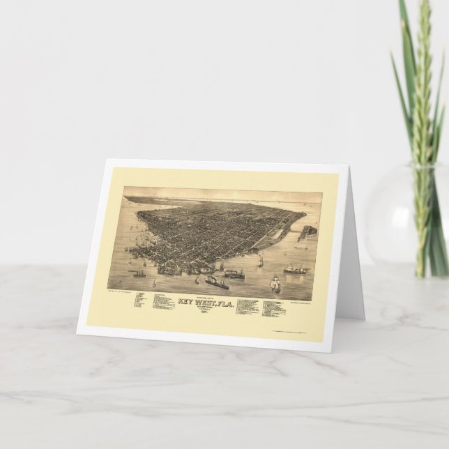 Key West panorama- karta för FL - 1884 Kort (Framsida)