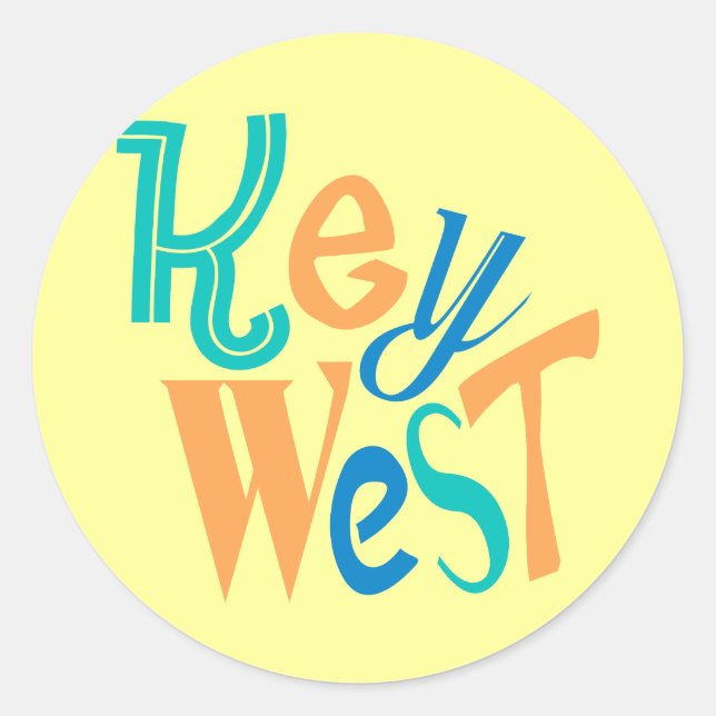 Key West rolig typografisk design Runt Klistermärke (Front)