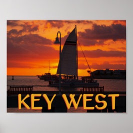 Key West solnedgång med båtar Poster